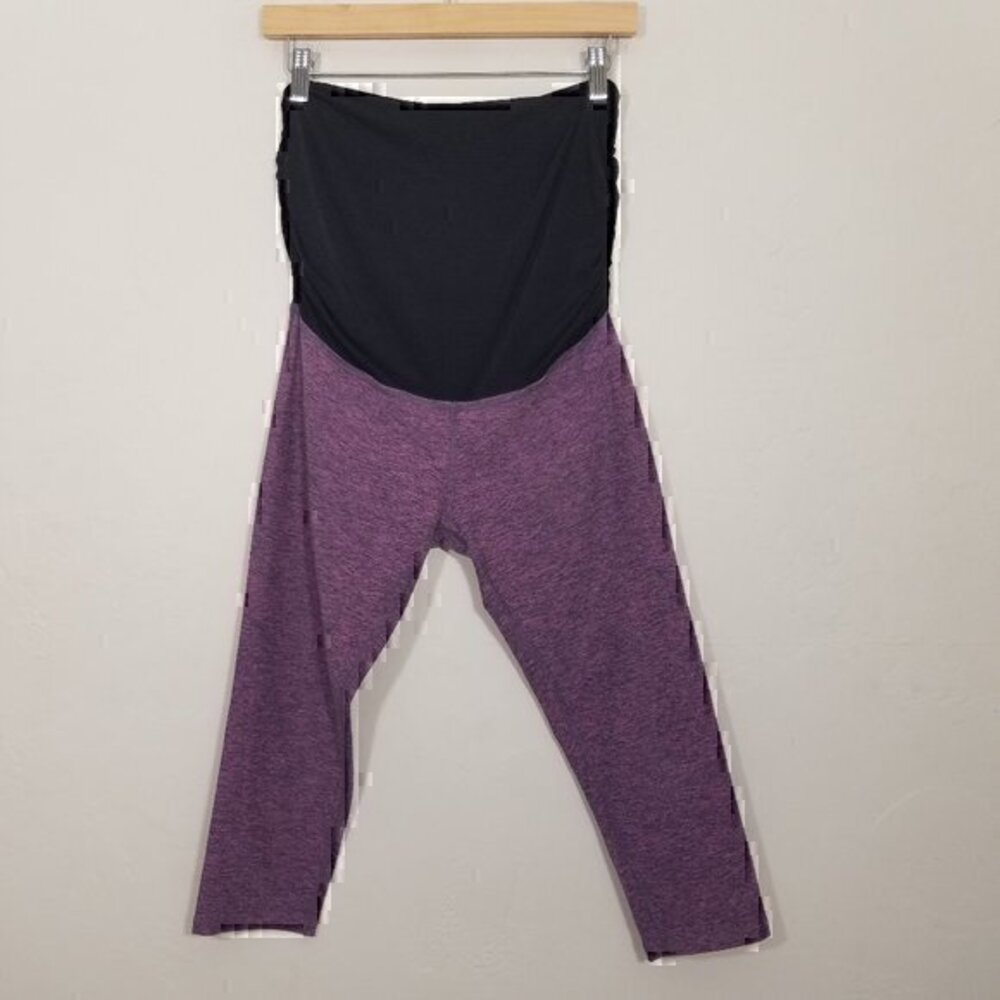 Beyond the Bump Spacedye Maternity Capri Leggings Purple Black Size L